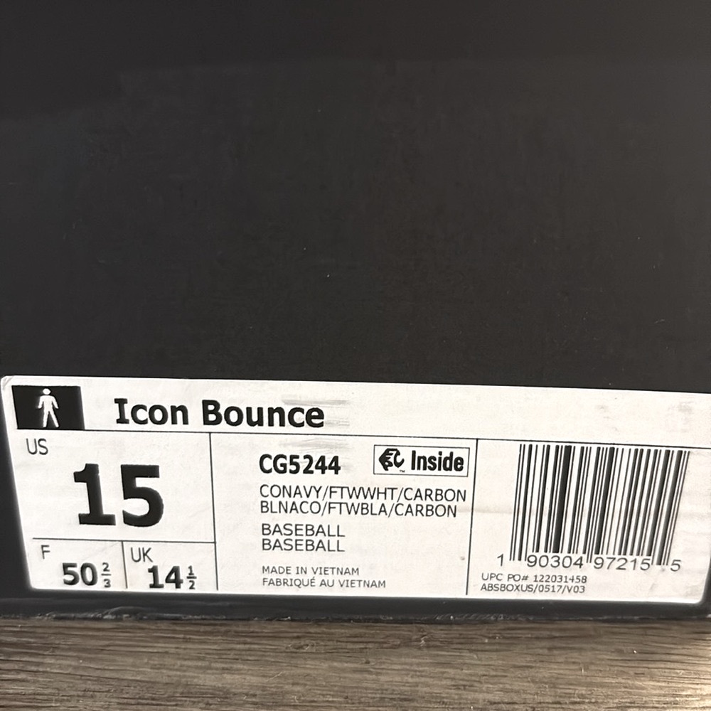 NEW [Adidas] Icon Bounce Metal Baseball Cleats Navy/White/Carbon Men’s Sz 15.0 - Picture 10 of 10